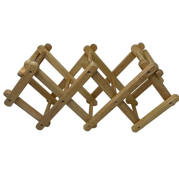 Kamenstein Wooden Accordion Wine Rack Criss Cross Water Bottle Organization - Picture 1 of 7